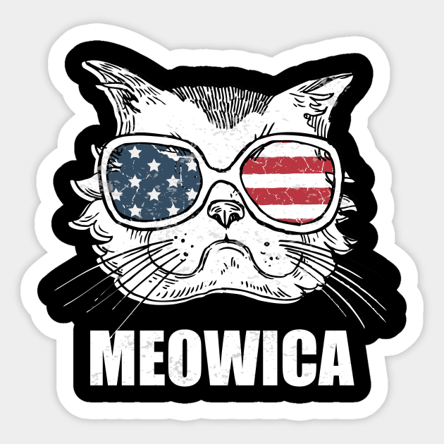 Meowica Patriotic Graphic Tees for 4th of July and Summer Sticker by Medtif